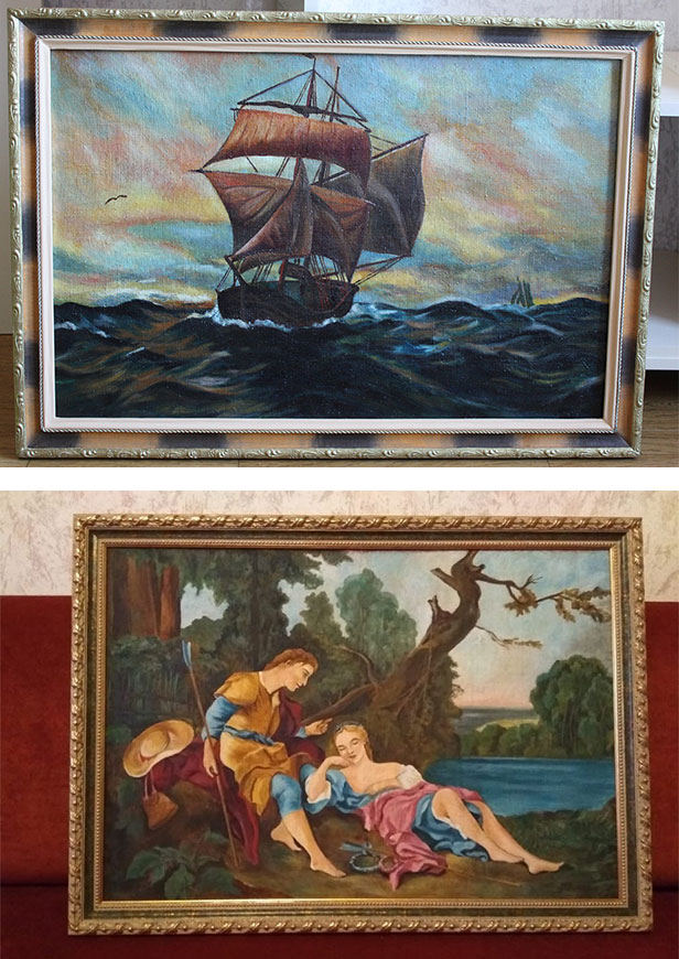 Примеры реставрации рам для двух старинных картин